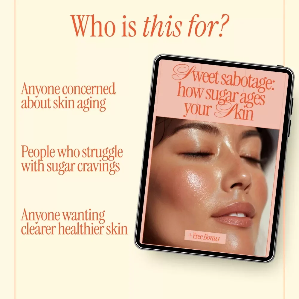 Sweet Sabotage: How Sugar Ages Your Skin – Ebook Guide Explaining how sugar affects skin, Acne, Wrinkles, Glycation & Skin-Friendly Habits