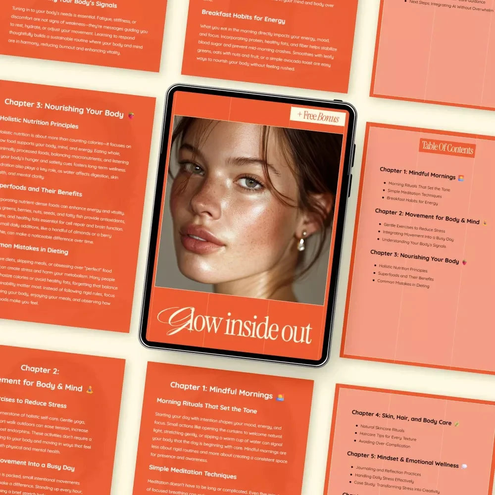 Glow Inside Out | Holistic Self-Care Guide, Mindful Mornings, Wellness eBook, Skincare & Mindset Digital Download