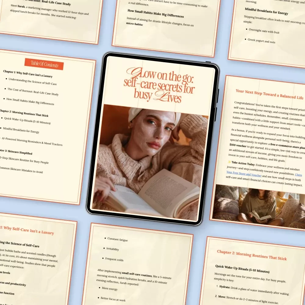 Glow on the Go: Self-Care Secrets for Busy Lives | Practical Self-Care Tips for Busy People | Digital eBook for Modern Routines