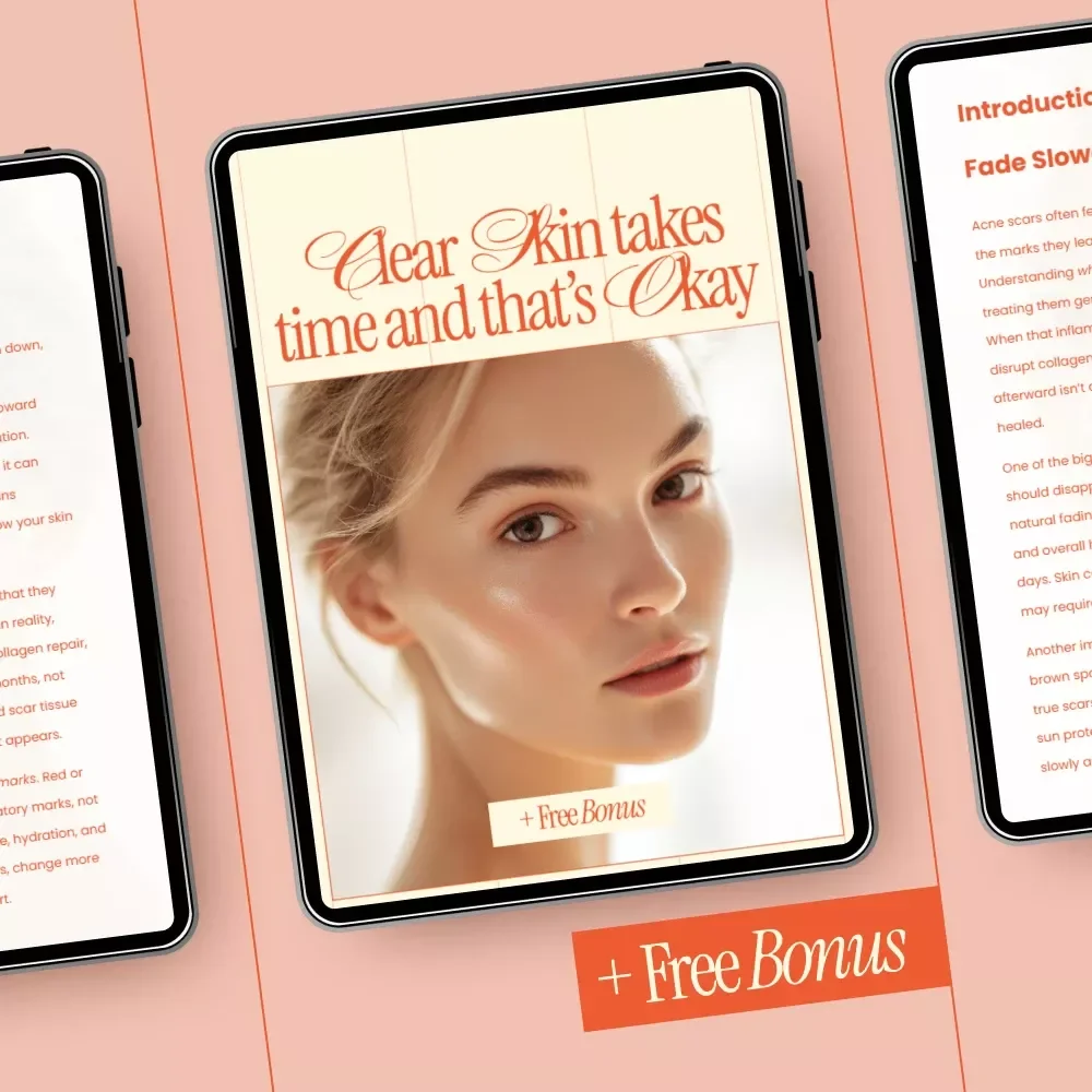 Clear Skin Takes Time and That’s Okay – Acne Scar Fading Guide, Gentle Skincare Routine eBook, Natural Ingredients & Long-Term Skin Healing Checklist