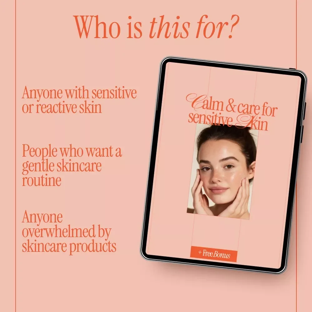 Calm & Care for Sensitive Skin – Digital Skincare Guide, Sensitive Skin Routine eBook, Gentle Cleansing & Nourishing Moisturizers Checklist