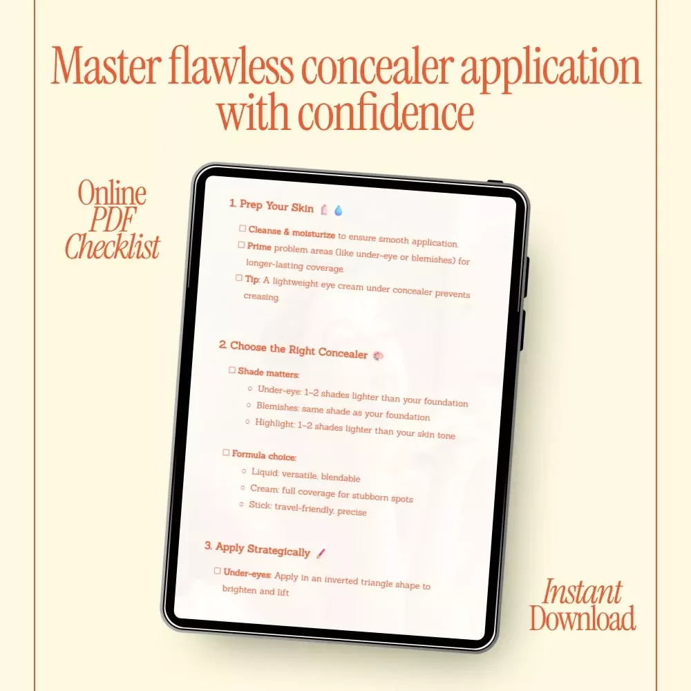 Concealer Magic Step-by-Step – Digital Makeup Guide, Concealer Guide, Under-Eye Concealer Tips, Blemish Coverage Checklist, AI Beauty Guide for Flawless Skin