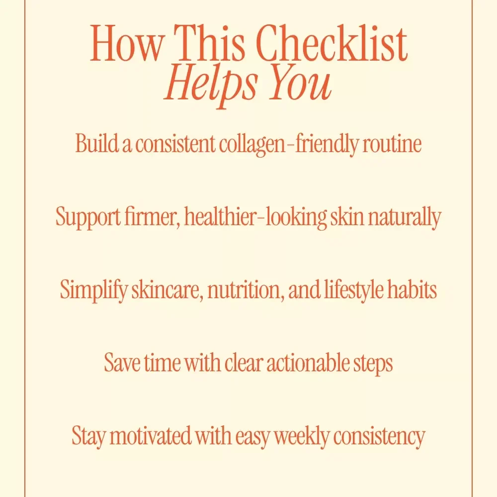 Your Collagen-Boosting Checklist – Simple Daily Routine for Glowing Skin | Printable Digital Checklist with collagen boosting tips