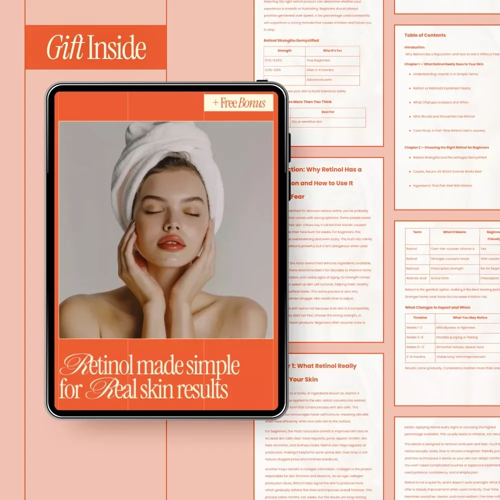 Retinol Made Simple for Real Skin Results | Beginner Retinol Guide, Skincare eBook, Retinol Routine Checklist, Clear Skin Digital Download