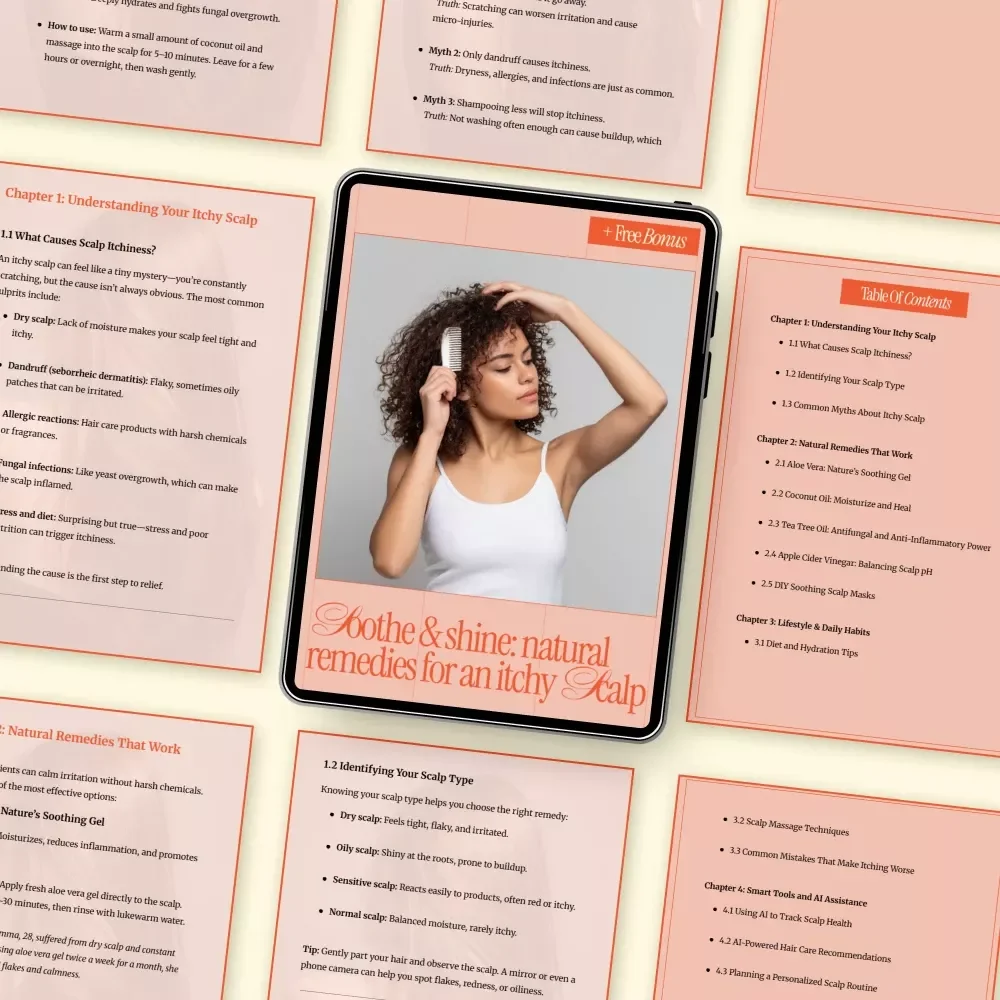 Soothe & Shine: Natural Remedies for an Itchy Scalp | Digital Guide for Itchy Scalp Relief, Natural Hair Care, DIY Scalp Treatments, Healthy Scalp eBook