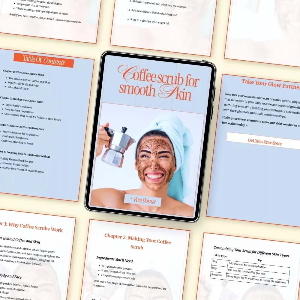 Coffee Scrub for Smooth Skin – Easy DIY Guide on how to do a coffee scrub for Glowing, Exfoliated Skin | Natural Skincare Digital Download