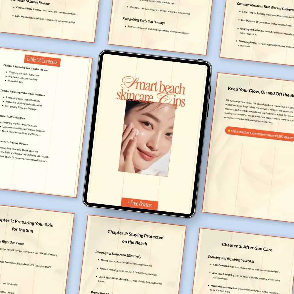 Smart Beach Skincare Tips | Digital Guide with Beach Skincare Tips for Sun Protection, After-Sun Care & Tech-Savvy Skin Health