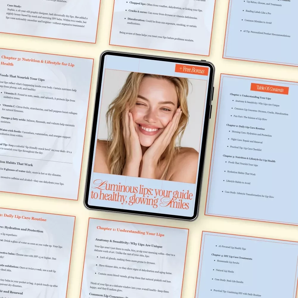 Luminous Lips: Your Guide to Healthy, Glowing Smiles | Digital Lip Care Guide, Lip Care Routine, DIY Lip Care Treatments, AI-Powered Lip Health Tips