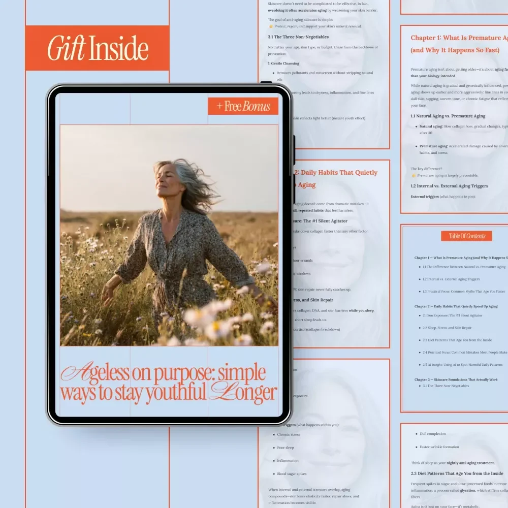 Ageless on Purpose: Simple Ways to Stay Youthful Longer – Anti-Aging Guide, Skincare & Lifestyle eBook, AI-Powered Aging Prevention Checklist