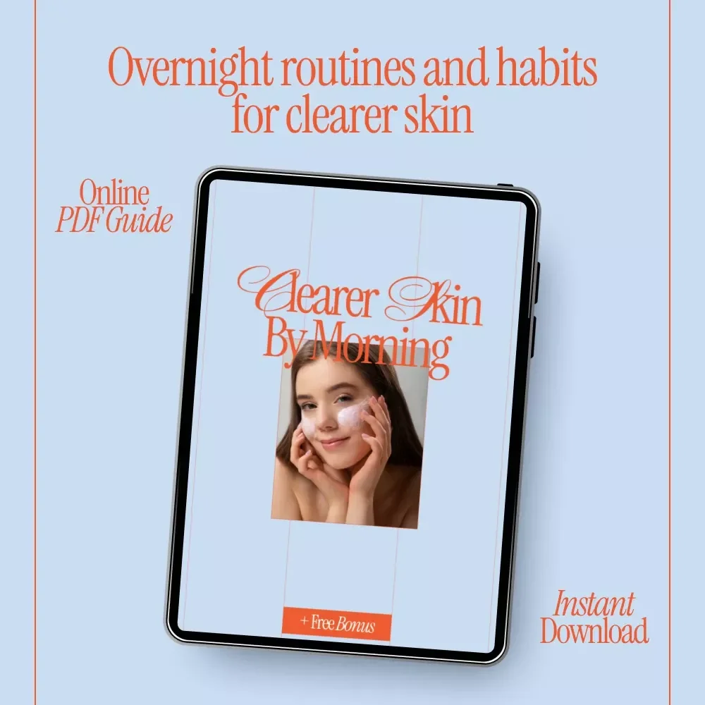 Clearer Skin by Morning – Overnight Acne Care Guide, Nighttime Acne Routine eBook, Fast Acne Relief Checklist, Digital Skincare Download
