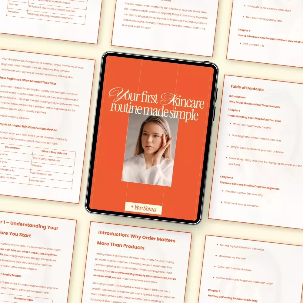 Your First Skincare Routine Made Simple – Beginner Skincare Routine Order Guide, Morning vs Evening Routine, Digital eBook Checklist