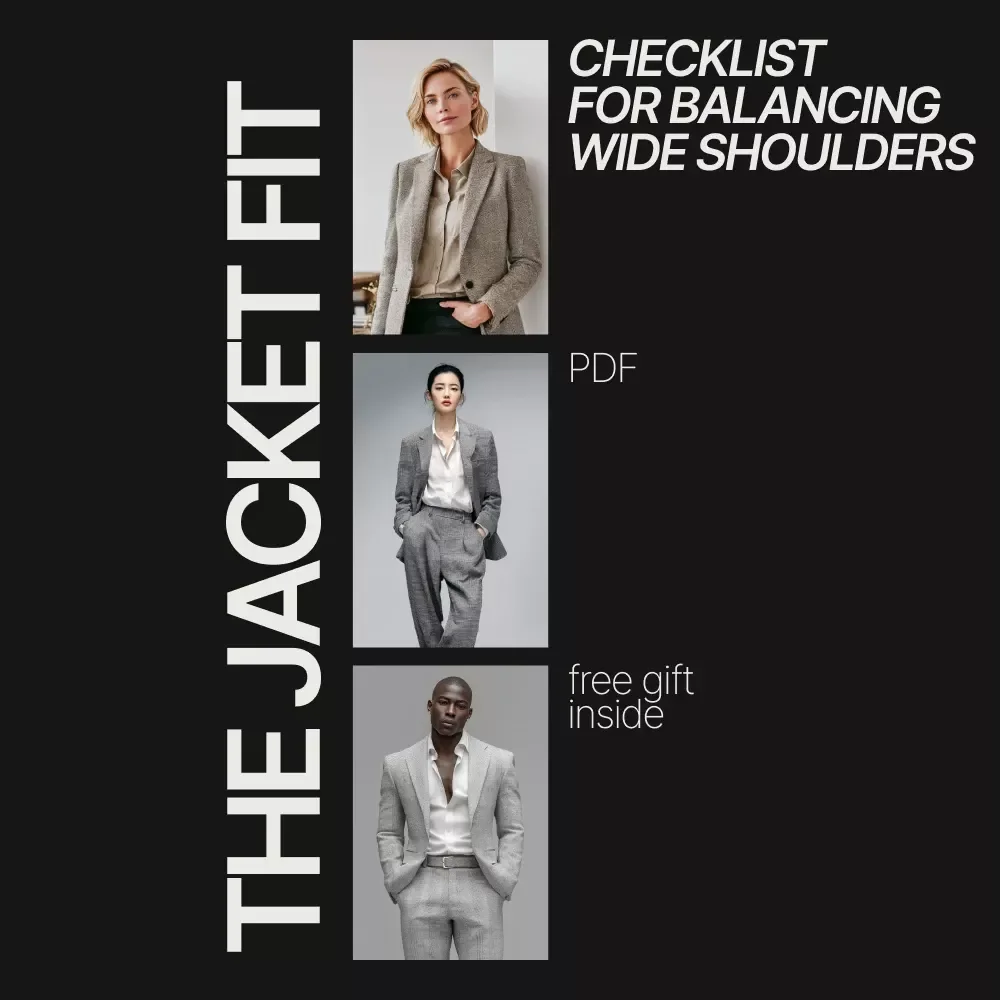 The Jacket Fit Checklist for Balancing Wide Shoulders – Jacket Fit Guide for Wide Shoulders, Style Checklist, Digital Download eBook