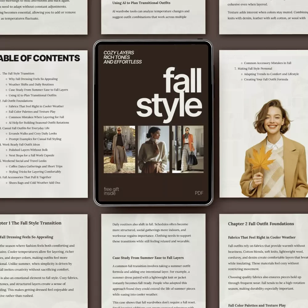 Cozy Layers Rich Tones and Effortless Fall Style | Fall Fashion eBook with Seasonal Outfit Ideas for Fall, Layering Guide, Color Palettes & AI Outfit Planning