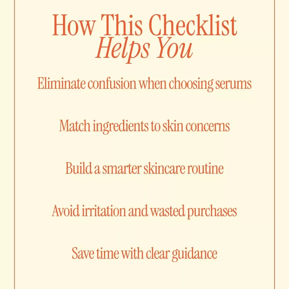 Serum Selection Checklist – How to Choose Serum for My Skin | Simple Skincare Decision Guide & Printable Digital Checklist