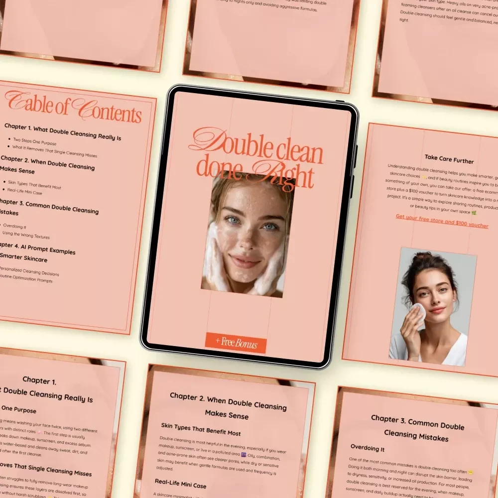 Double Clean Done Right – A Skincare Guide Explaining what is double cleansing and when to use | Simple Routine Help, Smart Cleansing, Digital Download