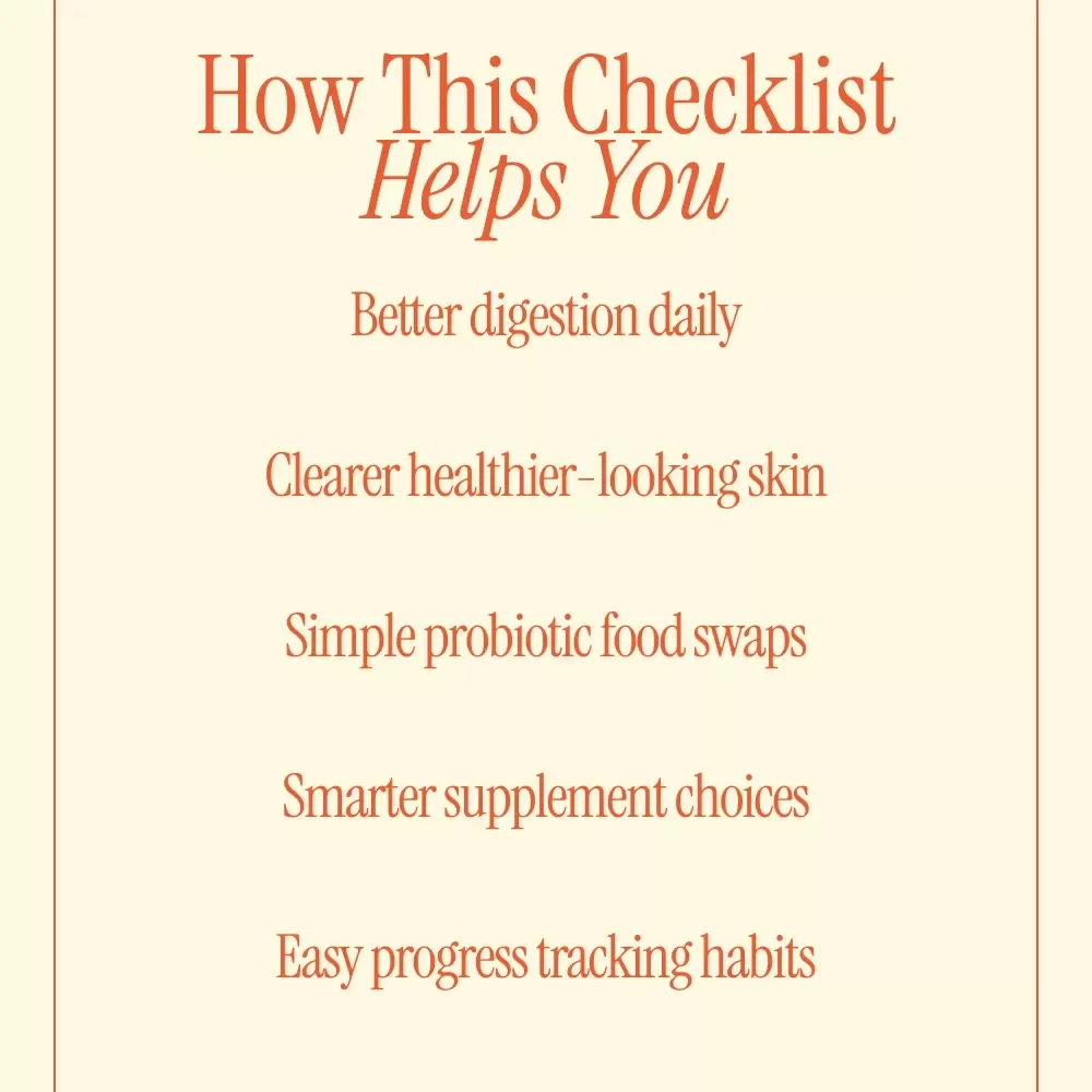 Probiotics for Gut Health and Skin Checklist | Daily Probiotic Routine, Gut & Skin Wellness Guide, Printable Digital Download