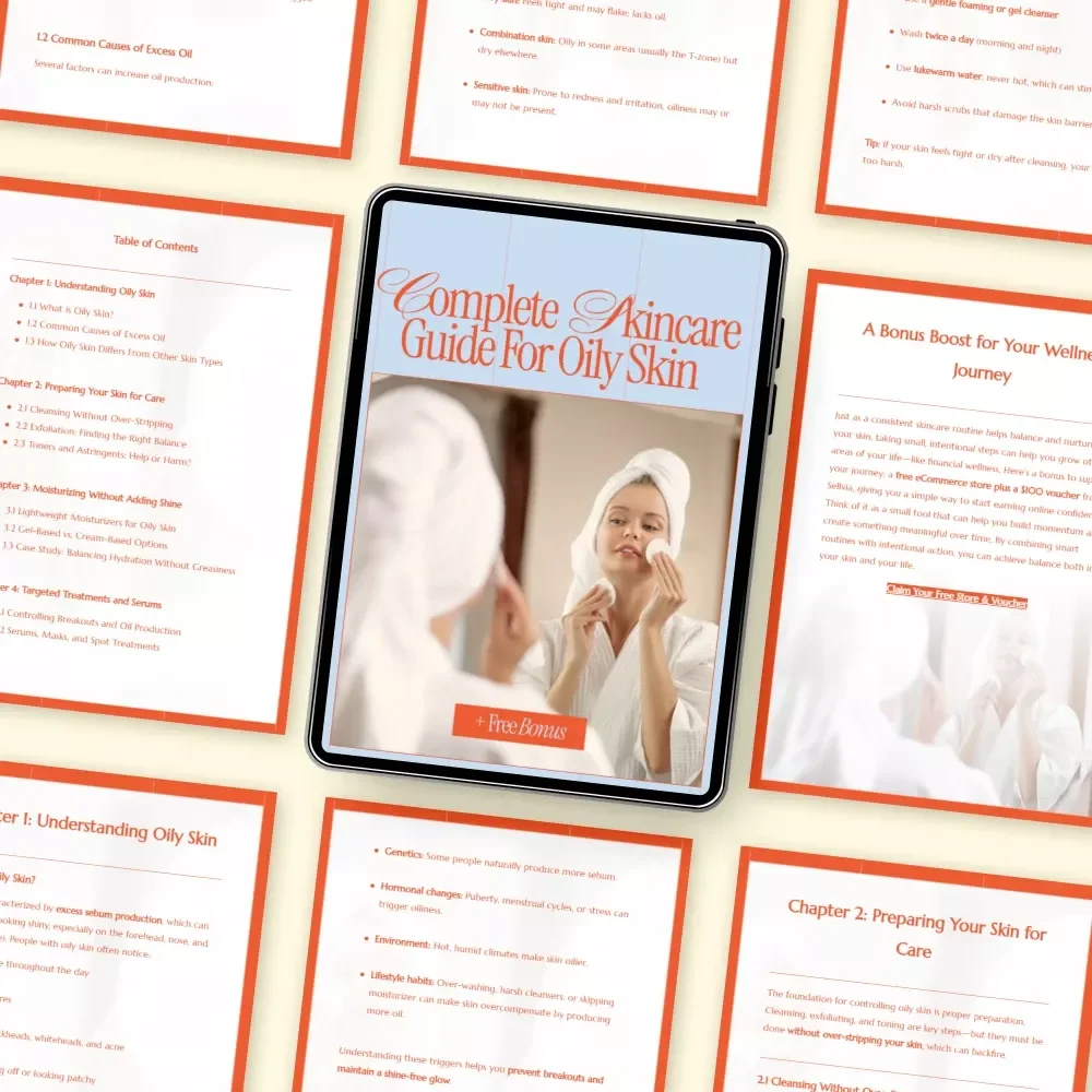 Complete Skincare Guide for Oily Skin – Digital eBook for a Clear, Balanced Skincare Routine for Oily Skin | Step-by-Step Care, Treatments & Lifestyle Tips