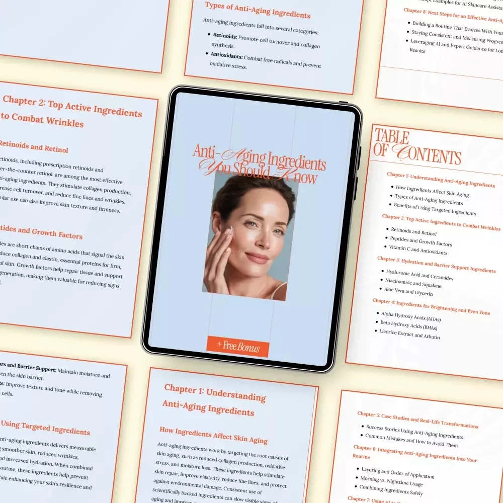 Anti-Aging Ingredients You Should Know – Skincare Guide eBook, Anti-Aging Ingredients Guide, Wrinkle Care, Hydration & Brightening Ingredients, AI Skincare Routine Digital Download