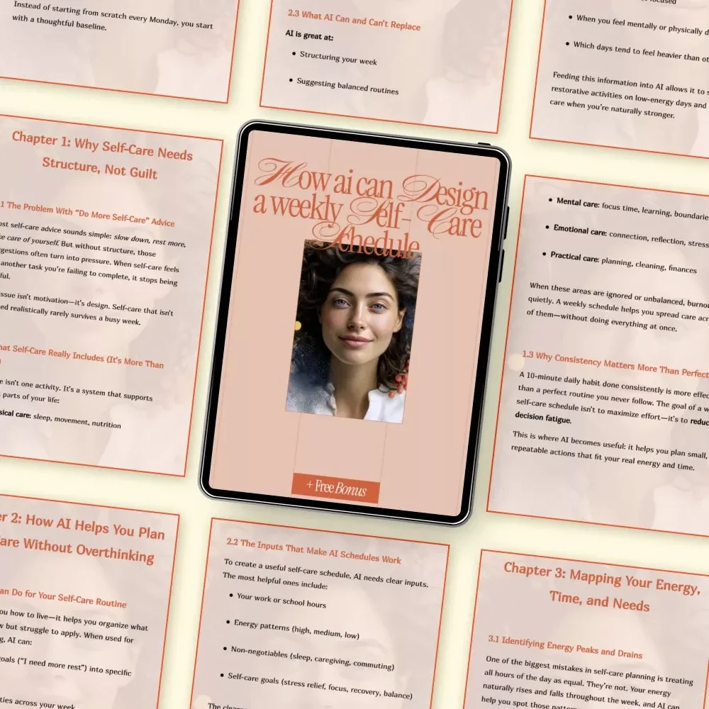 How AI Can Design a Weekly Self-Care Schedule | Smart AI-Guided Self-Care eBook for Busy Lives