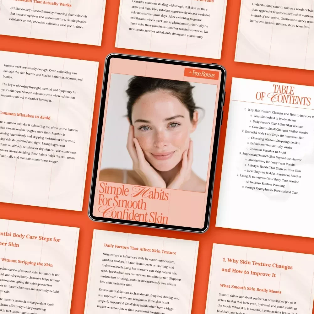 Simple Habits for Smooth Confident Skin – Digital Skincare Guide, Body Care Routine eBook, Skin Texture Checklist, Self Care Download
