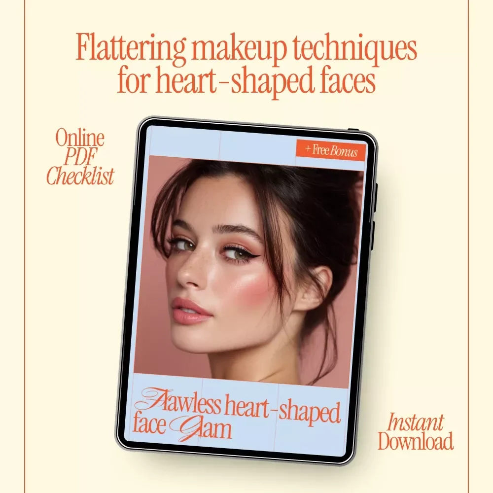 Flawless Heart-Shaped Face Glam – Heart-Shaped Face Makeup Guide, Contouring & Highlighting Tips, Eye Magic, Brows That Flatter eBook Digital Download