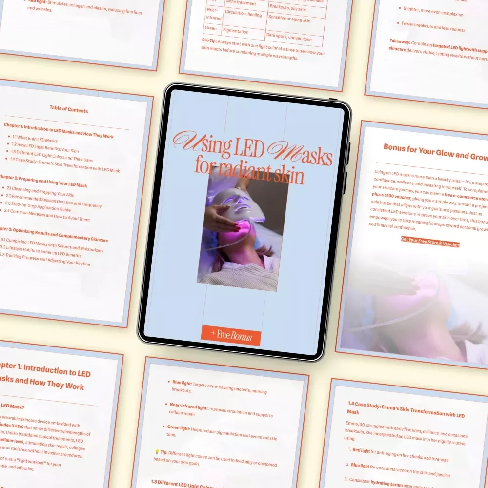 Using LED Masks for Radiant Skin – Complete Guide on how to use LED mask for skin, At-Home Skincare Routine, Glow Boosting Digital Download