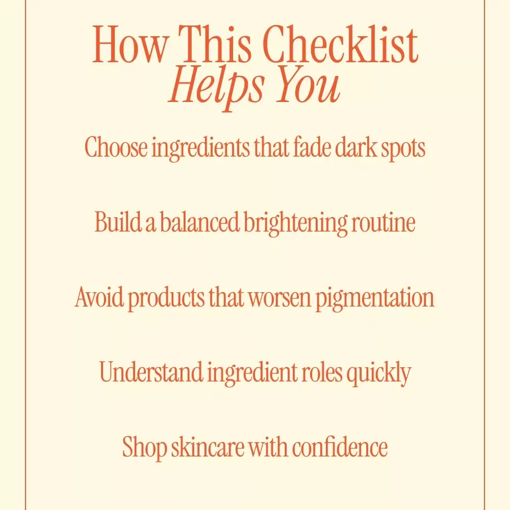 Anti-Dark Spots Ingredients Checklist – What Ingredients Help With Dark Spots | Skincare Brightening Guide Digital Download