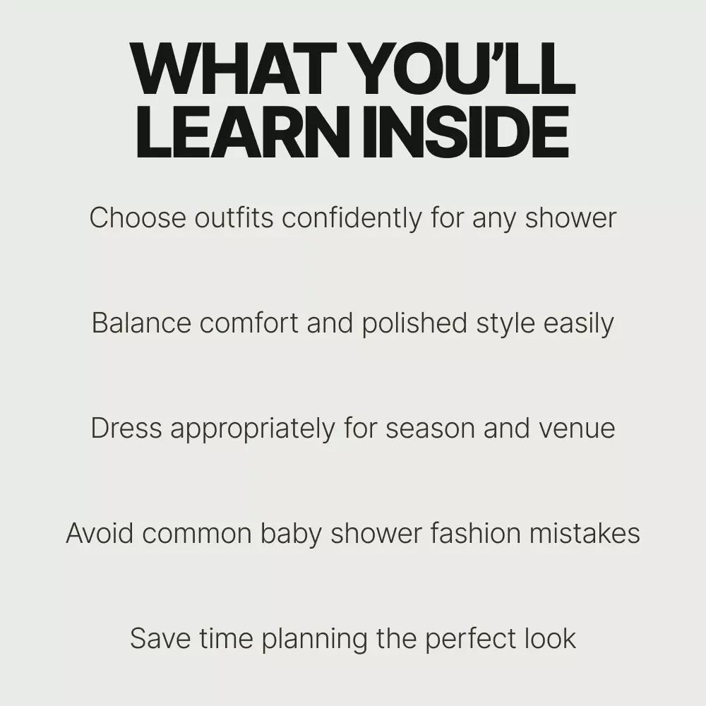 Perfect Baby Shower Outfits – What to Wear to a Baby Shower Digital Guide, Baby Shower Outfit Ideas, Seasonal & Venue Style Tips