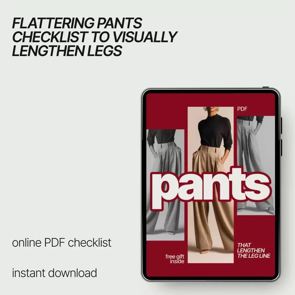 Pants That Lengthen the Leg Line – Style Guide Checklist for Shorter Legs, Flattering Pants Fit, Proportion & Silhouette Ebook