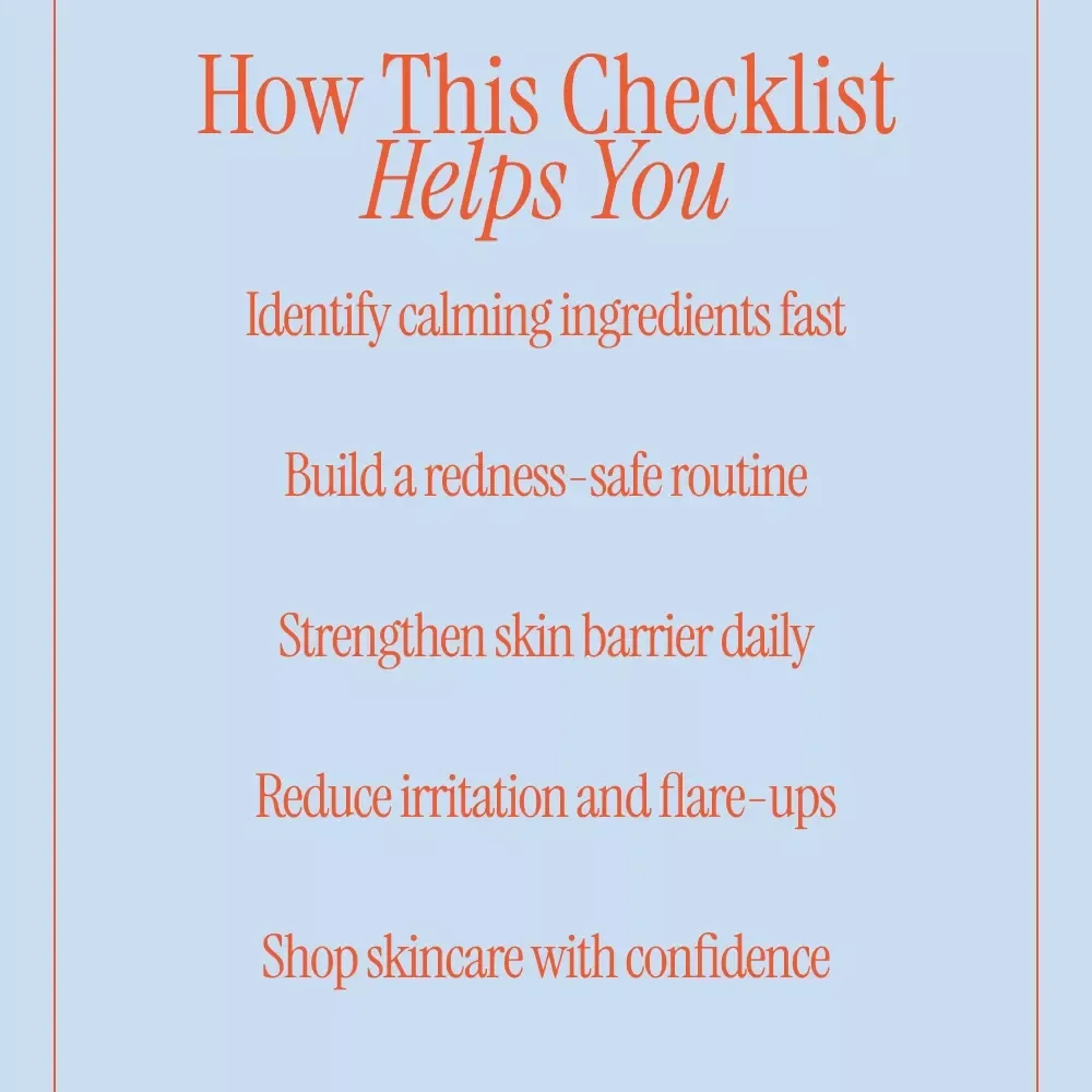 Redness Rescue Skincare Ingredients Checklist | What Ingredients Help With Redness | Calming & Barrier-Support Guide for Sensitive Skin