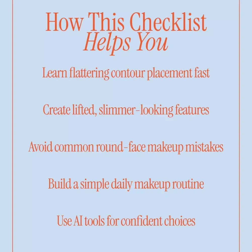 Glow & Contour Secrets for Round Faces | Makeup Guide for Face Shaping, Contouring & Highlighting | Digital Download eBook Checklist