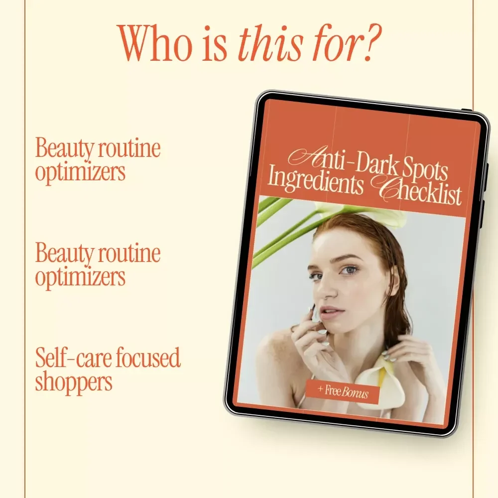 Anti-Dark Spots Ingredients Checklist – What Ingredients Help With Dark Spots | Skincare Brightening Guide Digital Download
