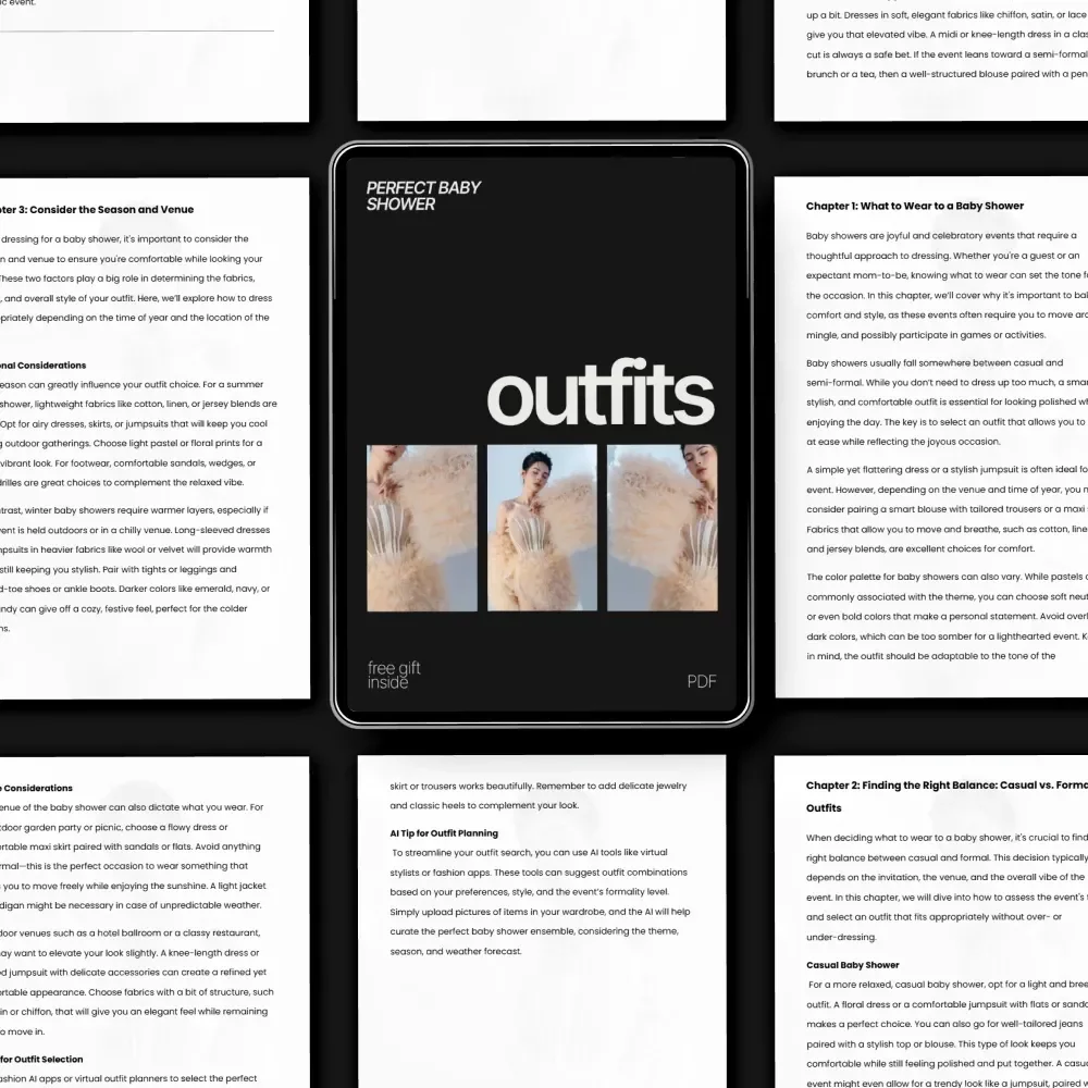 Perfect Baby Shower Outfits – What to Wear to a Baby Shower Digital Guide, Baby Shower Outfit Ideas, Seasonal & Venue Style Tips