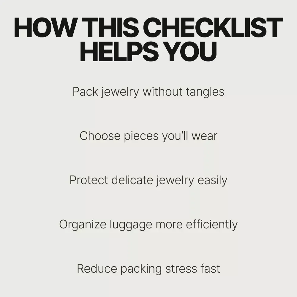 A Jewelry Packing Checklist for Travel – How to Pack Jewelry for Travel Without Tangles, Printable Digital Checklist, Smart Travel Packing Guide