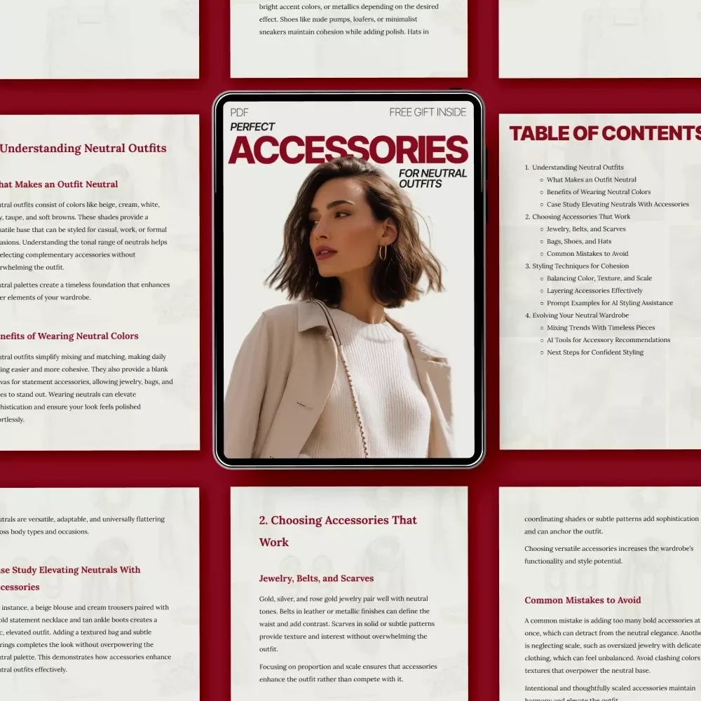 Perfect Accessories for Neutral Outfits – Digital Style Guide, Minimalist Fashion eBook, Accessory Styling Checklist, Neutral Wardrobe PDF Download