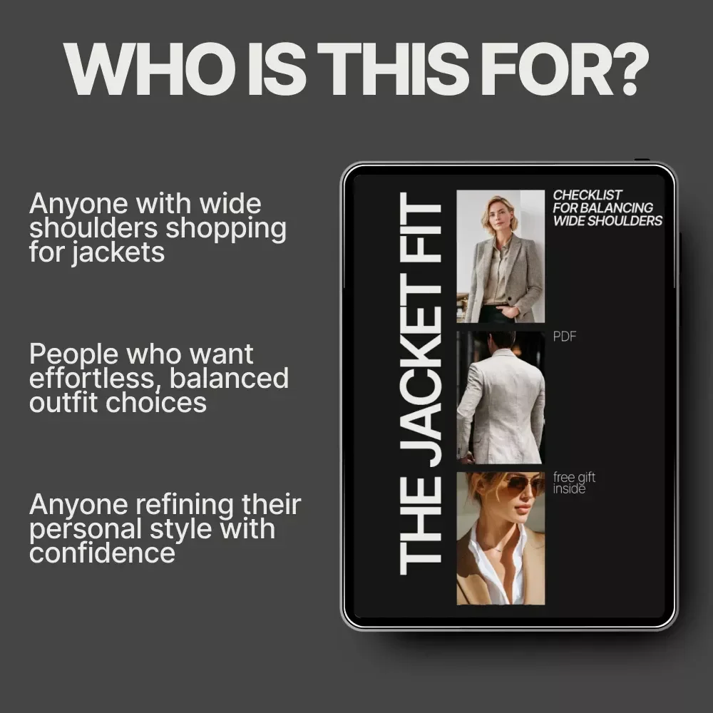 The Jacket Fit Checklist for Balancing Wide Shoulders – Jacket Fit Guide for Wide Shoulders, Style Checklist, Digital Download eBook