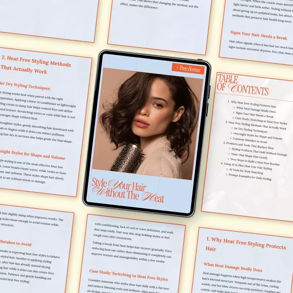Style Your Hair Without the Heat | Heat Free Styling Guide, Healthy Hair Care eBook, Air Dry & Overnight Hairstyles, Damage-Free Hair Routine Download