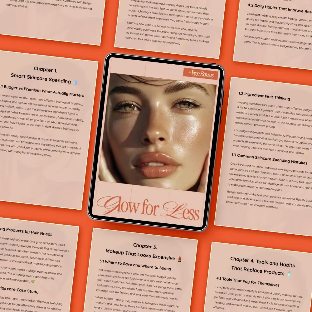 Glow for Less – Budget Beauty Guide Ebook | What Are Best Budget Beauty Tips for Skincare, Makeup & Haircare