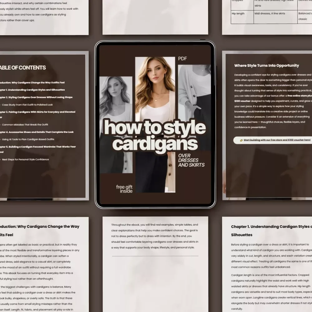 How to Style Cardigans Over Dresses and Skirts | eBook Guide to Effortless Layering, Everyday Outfits & Polished Looks