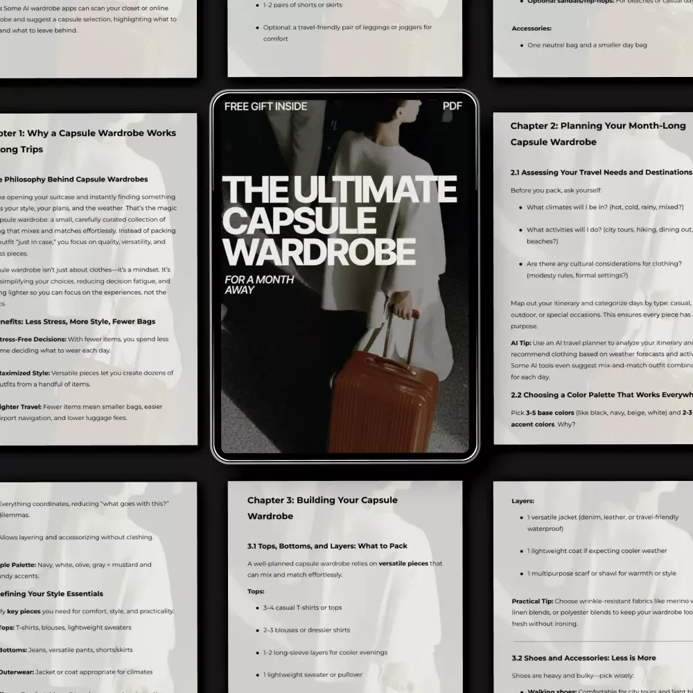 The Ultimate Capsule Wardrobe for a Month Away | Capsule Wardrobe for a Month Long Trip eBook | Smart Packing, Travel Style Guide