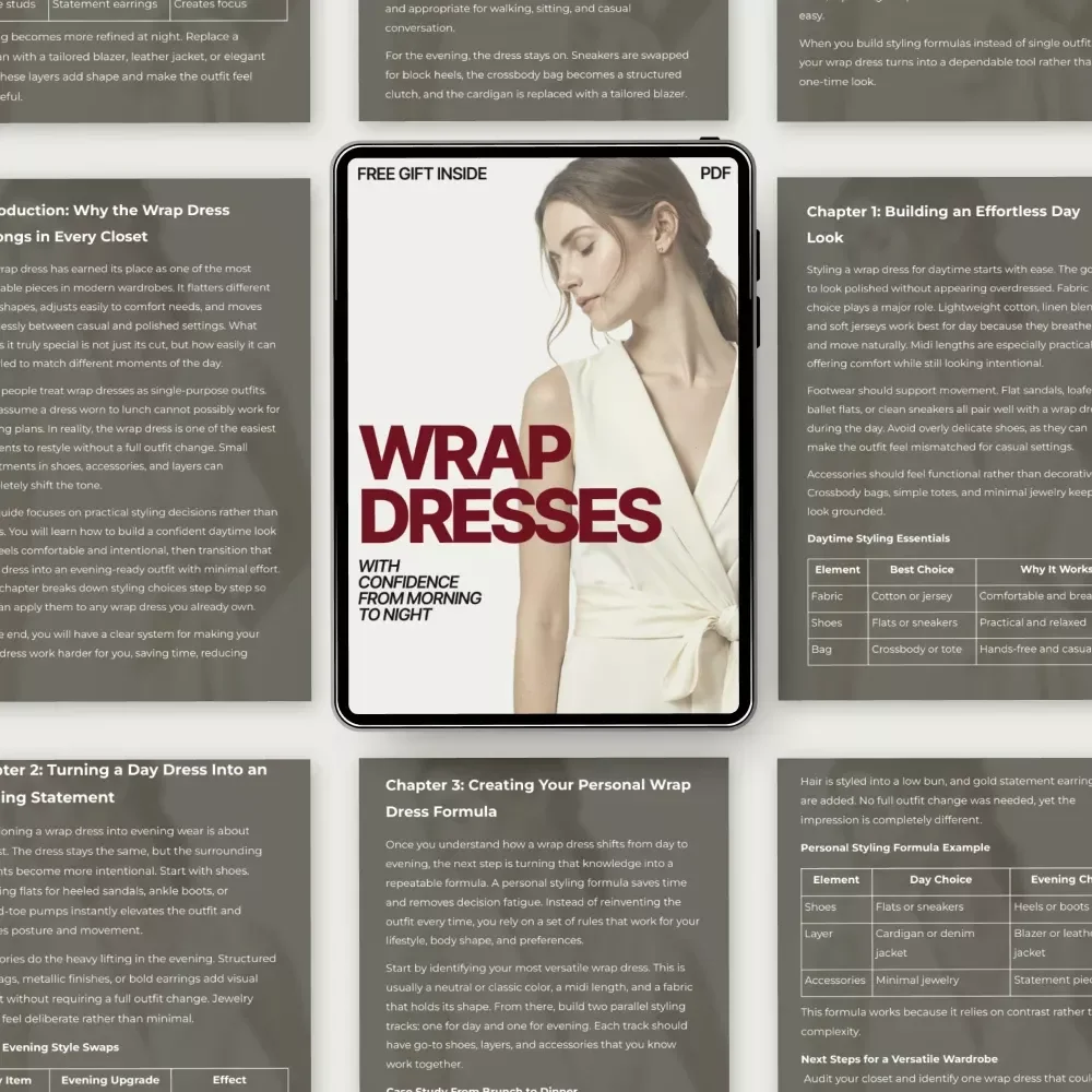 Wrap Dresses With Confidence From Morning to Night | Style Guide on how to style a wrap dress for day and evening | Effortless Day to Night Outfit Formula