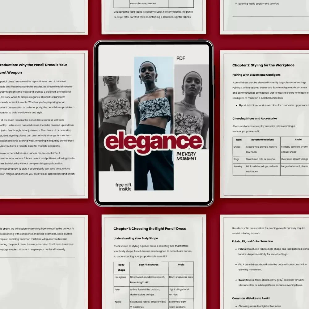 Elegance in Every Moment – Ebook Guide on how to style a pencil dress for work and social events | Timeless Office-to-Evening Style