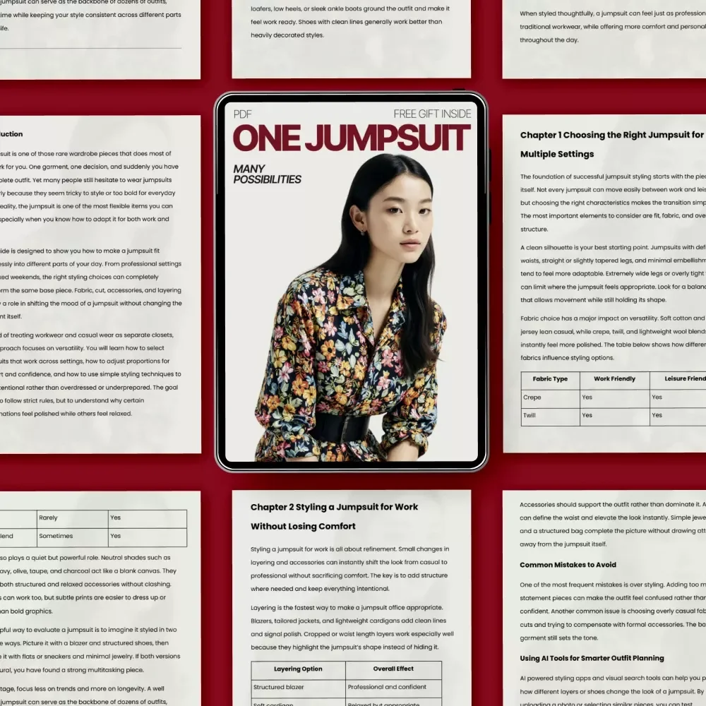 One Jumpsuit Many Possibilities – Styling Guide | How to Style a Jumpsuit for Work and Leisure | Versatile Outfit Planning Digital Download