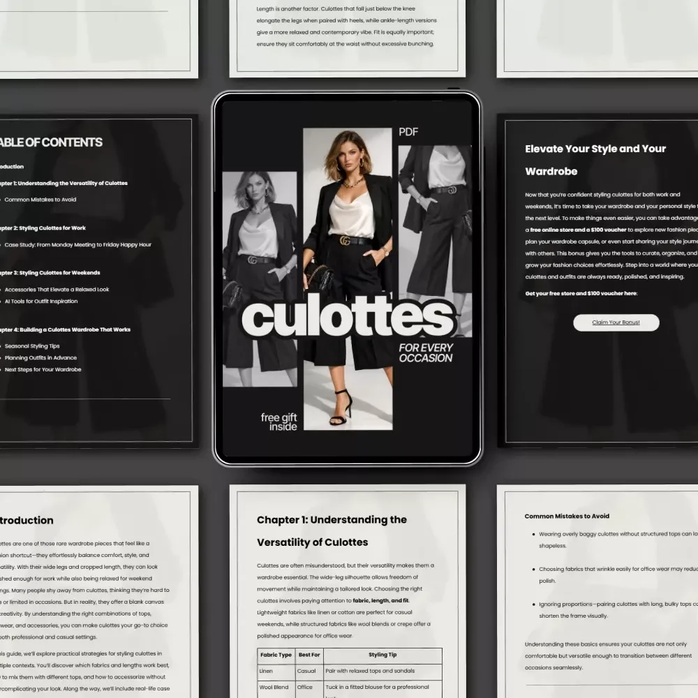 Culottes for Every Occasion: Digital Style Guide | How to Style Culottes for Work and Weekends