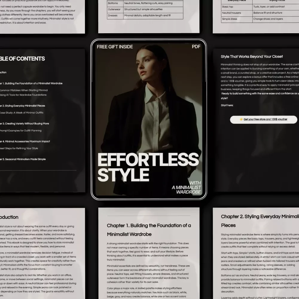 Effortless Style With a Minimalist Wardrobe – eBook Guide to How to Style Minimalist Wardrobe Items, Capsule Closet Styling, Everyday Outfits Made Simple