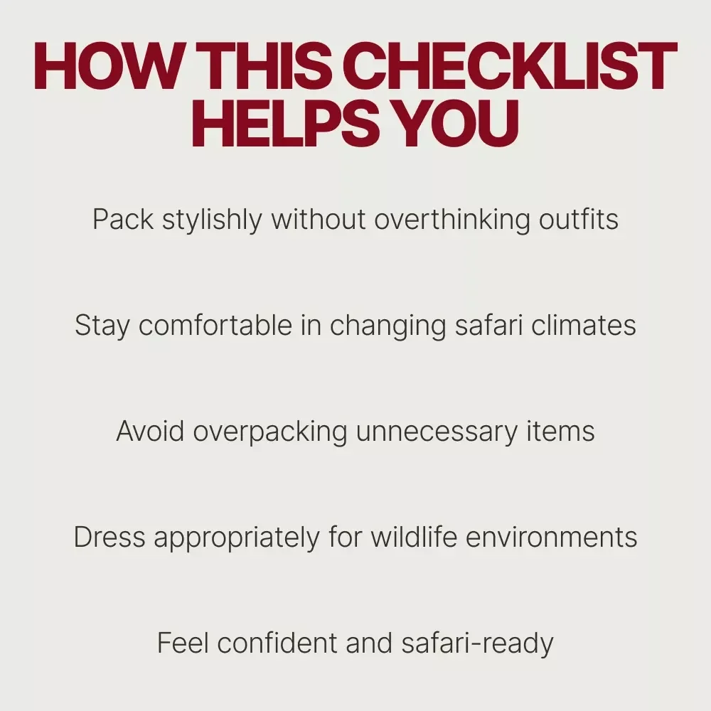Safari Chic: Your Ultimate Travel Style Checklist | Safari Packing Guide for Effortless Travel Style for a Safari Trip | Digital Download