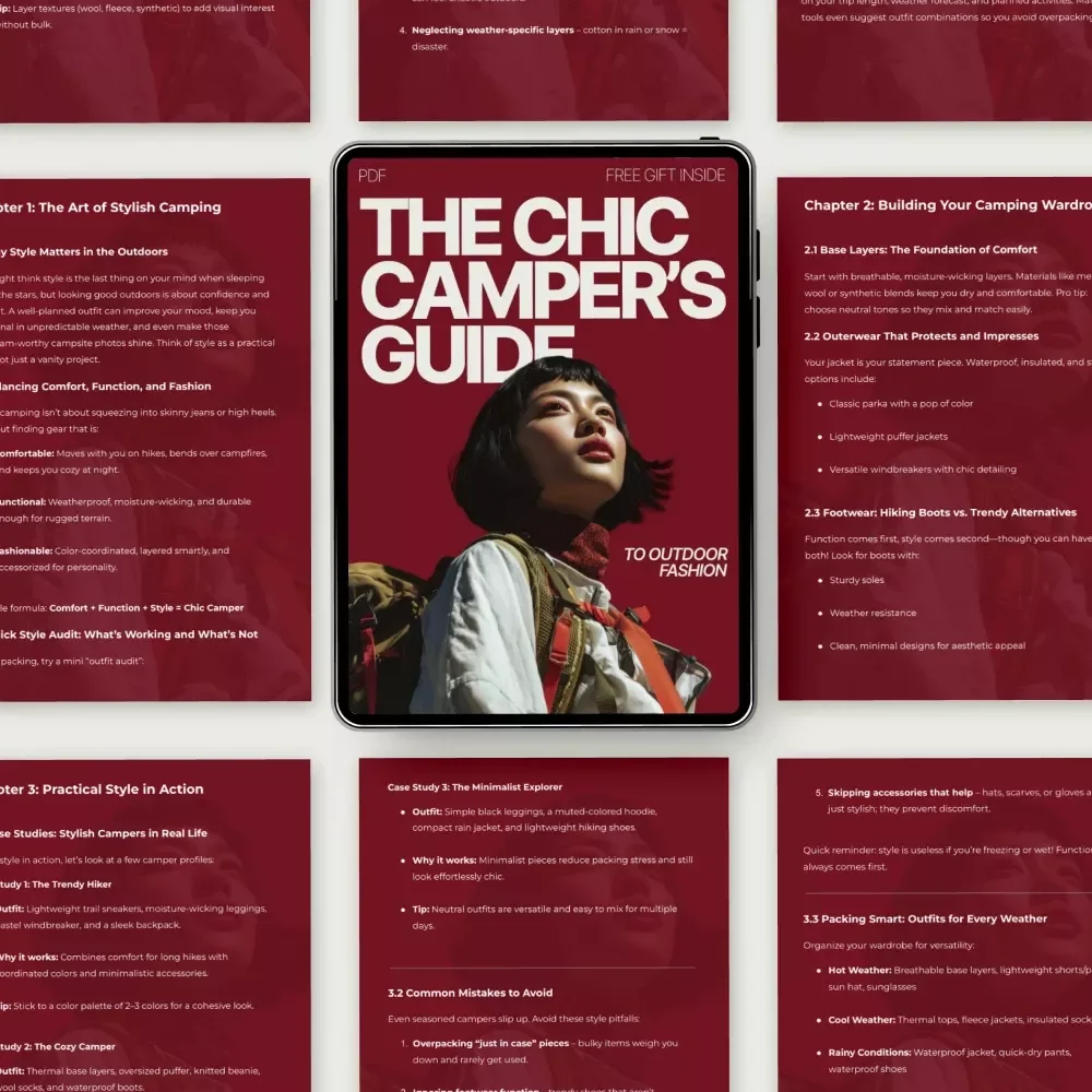 The Chic Camper’s Guide to Outdoor Fashion – A Stylish Guide on how to dress for a camping trip in style | Digital Download