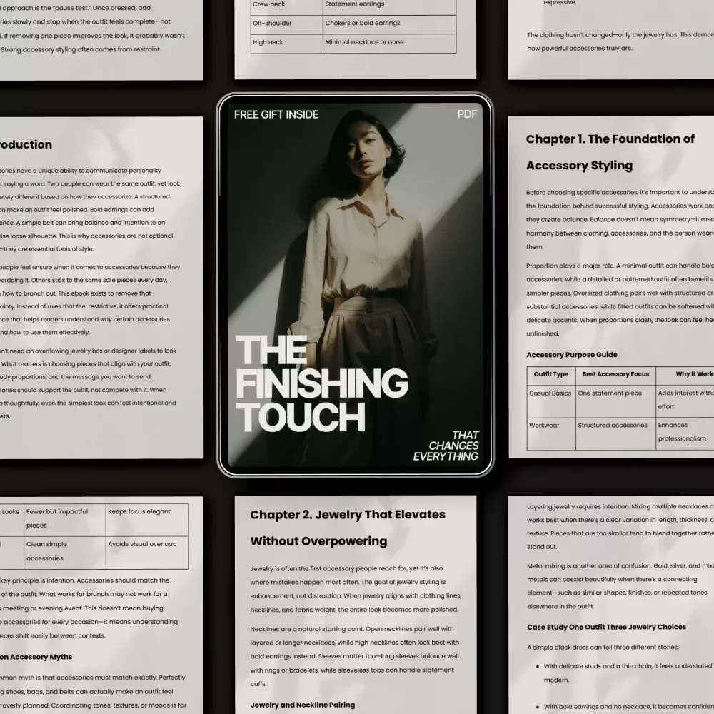 The Finishing Touch That Changes Everything | Ebook Guide on how to style accessories to complete a look | Modern Personal Style & Outfit Finishing Secrets