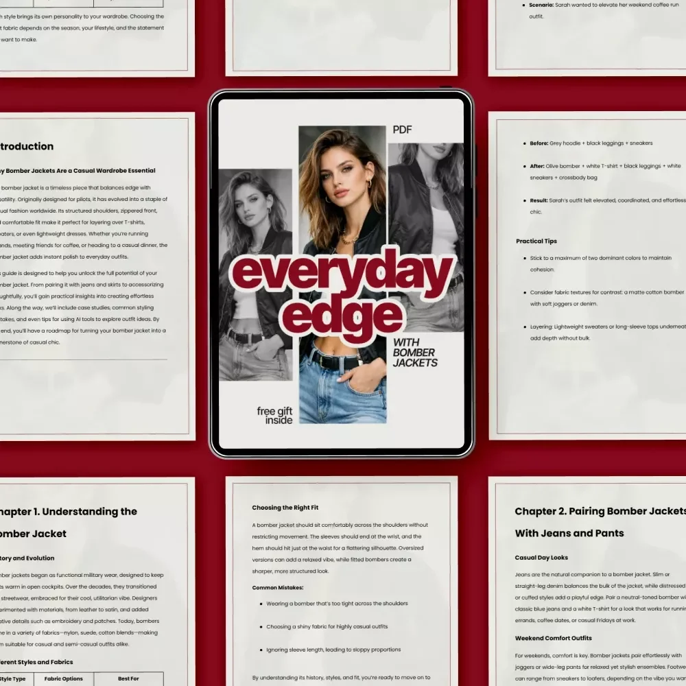 Everyday Edge With Bomber Jackets | Ebook Download | Learn How to Style a Bomber Jacket with Casual Outfits | PDF Styling Guide