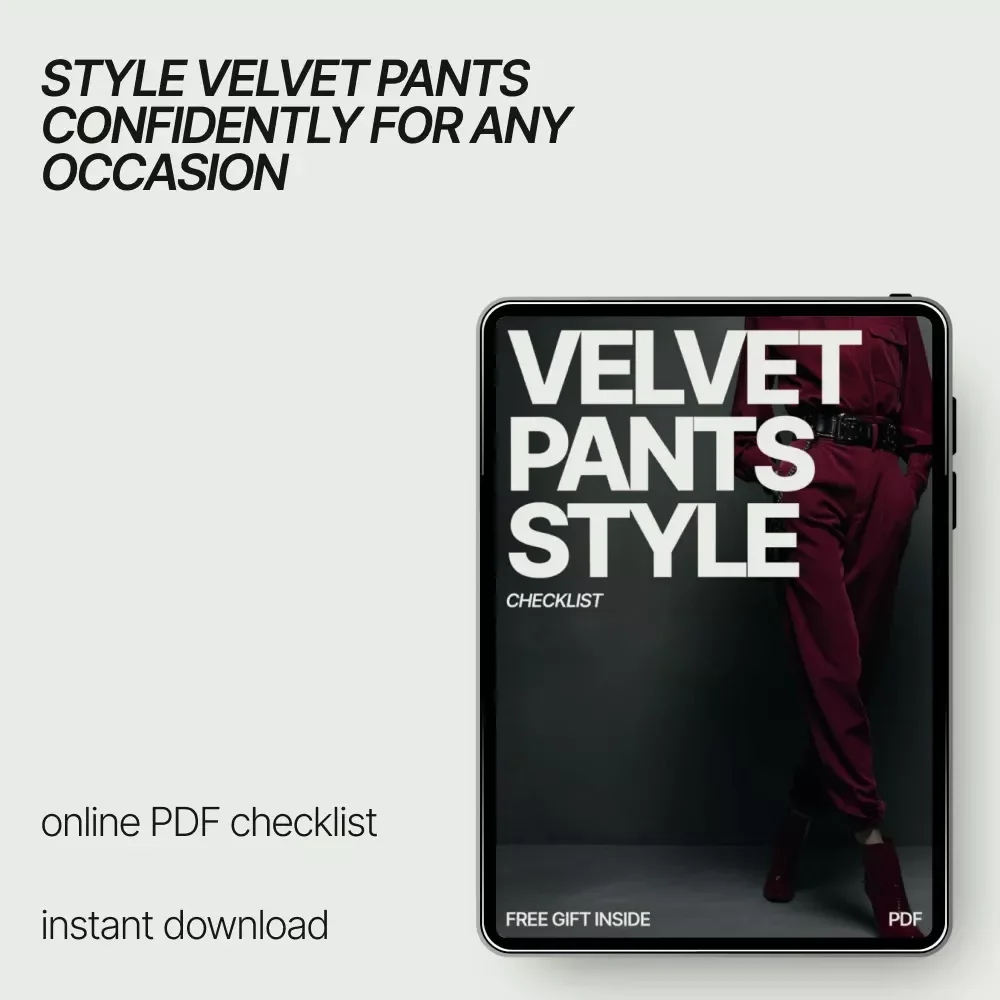 Velvet Pants Style Checklist – What to Wear With Velvet Pants Guide | Instant Digital Download Outfit Styling Checklist